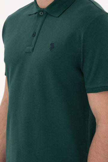USPA Polo Shirt Men Dark Green VR079 USPOM288 Single Color Horse US Polo Assn.